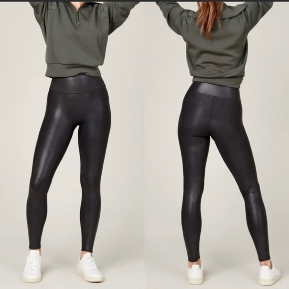 SPANX Pants - SPANX Faux Leather Leggings Black Size M